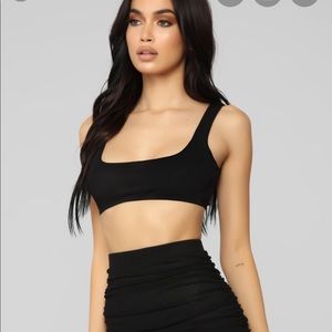 Fashion Nova Black Lana Ruched Skirt Set